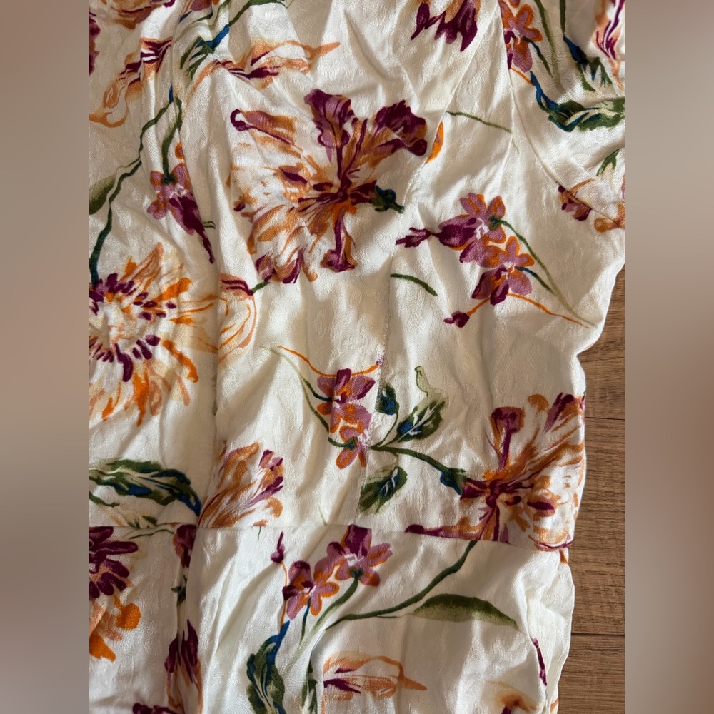 Lulus Parisian Picnic Cream Floral Jacquard Puff Sleeve Midi Dress - Picture 6 of 7